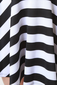 Black and White Striped Skater Skirt