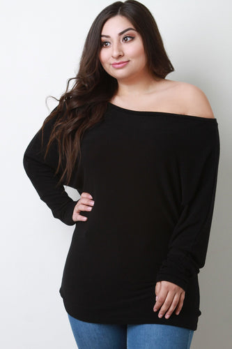 One Shoulder Dolman Sleeve Sweater Top