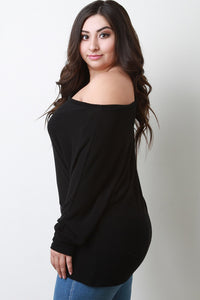 One Shoulder Dolman Sleeve Sweater Top